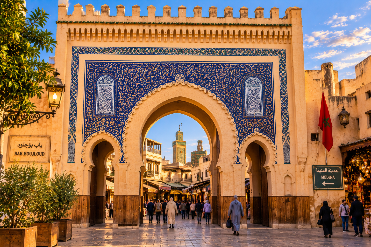 Bab Boujloud, the Blue Gate of Fez, Morocco