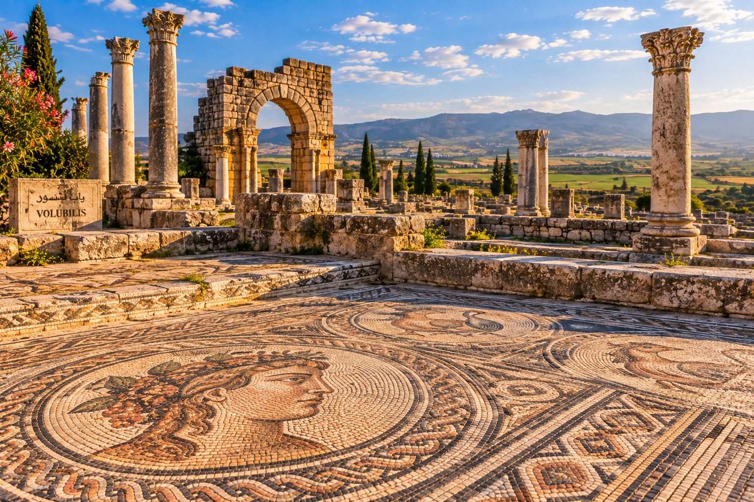 Ancient mosaics at Volubilis, Morocco